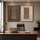 Earthen Cadence two-panel artwork set displayed above a wooden office desk.