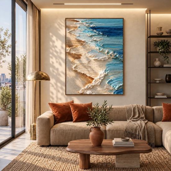 Turquoise Shorebreak artwork displayed in an interior setting, view 1.