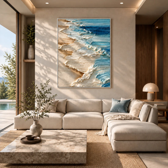 Turquoise Shorebreak artwork displayed in an interior setting, view 4.