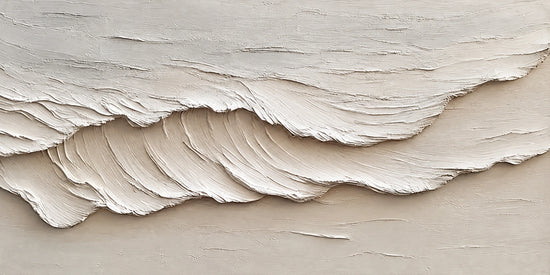 Ivory Tidelayers full artwork. Sweeping ivory ridges overlap a warm neutral ground, suggesting waves and softly folded layers.