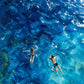 Bluewater Companions full artwork. Two swimmers float in luminous blue water, surrounded by rippling highlights and deep cobalt currents.