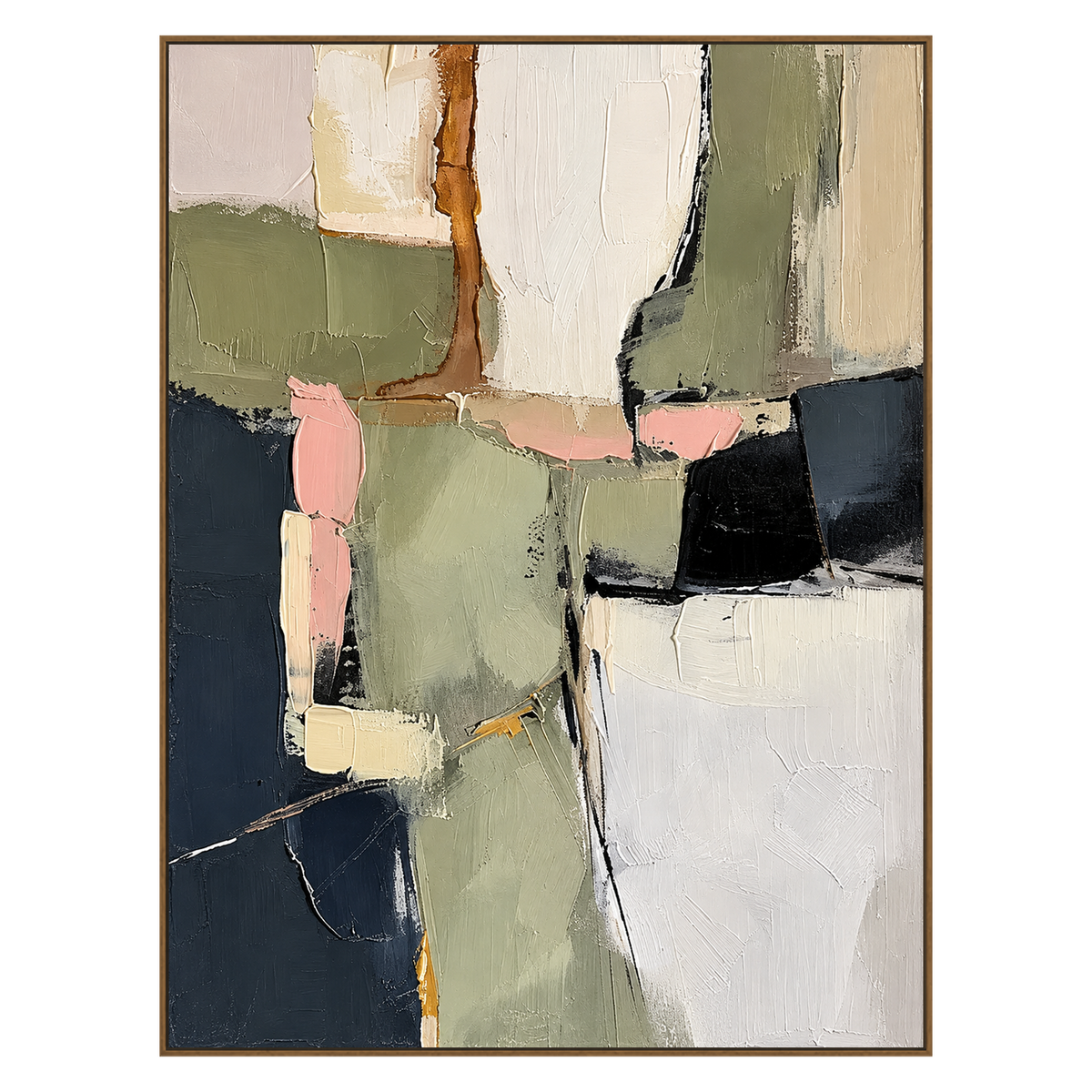 Sage Intervals artwork in a natural wood frame on a transparent background.