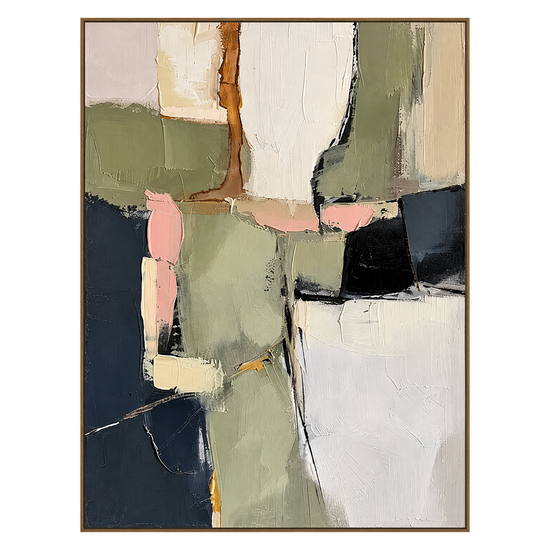 Sage Intervals artwork in a natural wood frame on a transparent background.