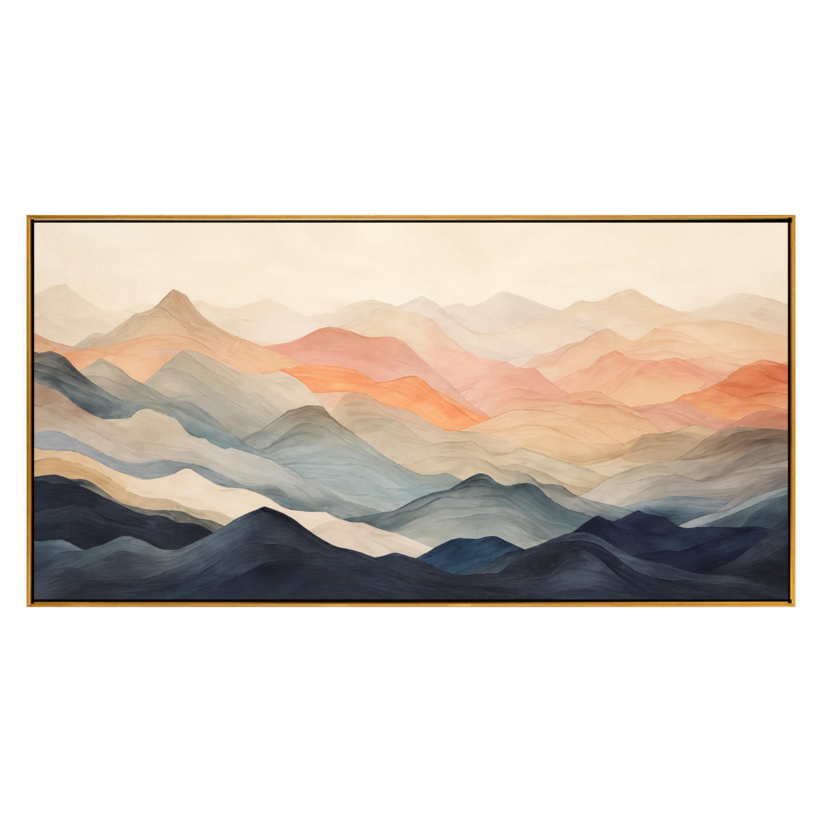 Dawn Ridgelines artwork in a natural wood frame on a transparent background.
