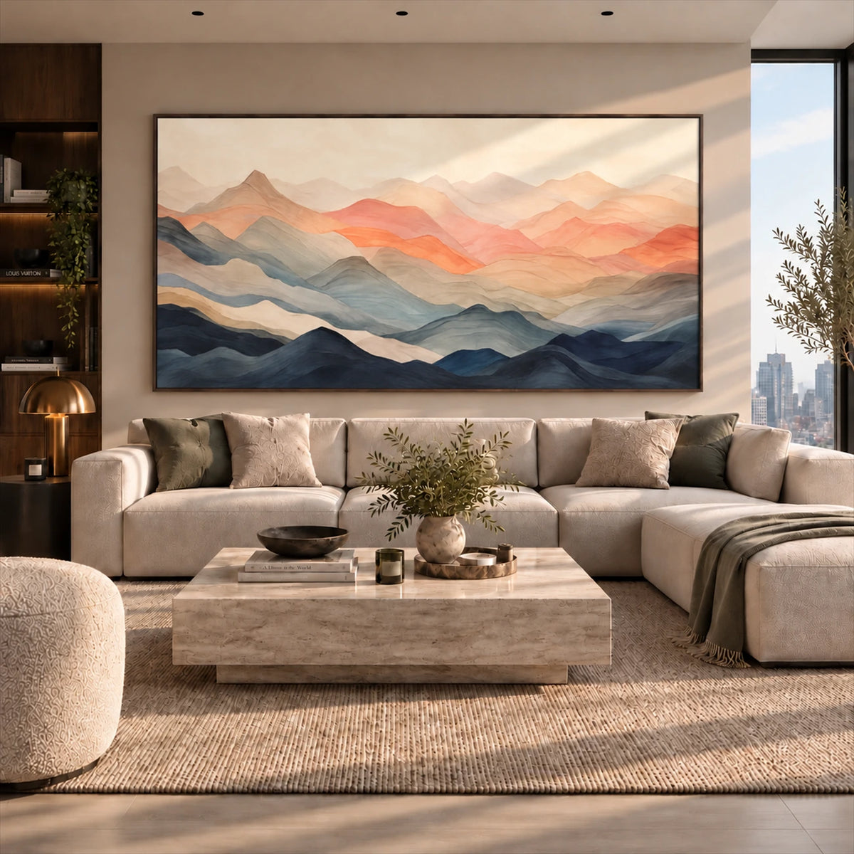 Dawn Ridgelines artwork displayed in an interior setting, view 1.