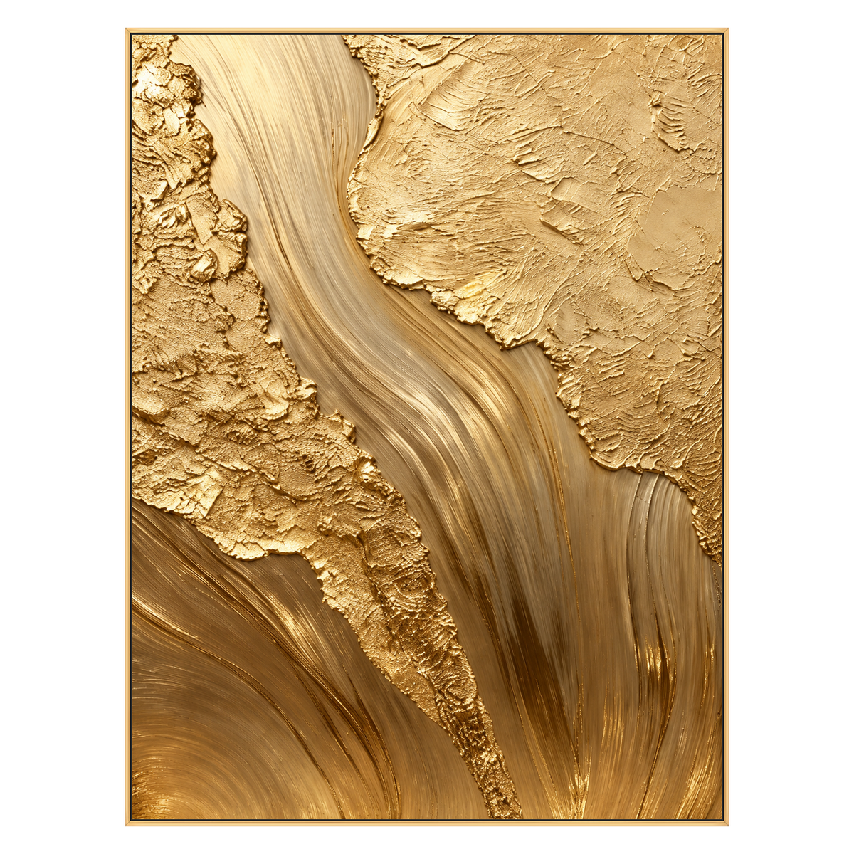 Gilded Flow artwork in a gold frame on a transparent background.