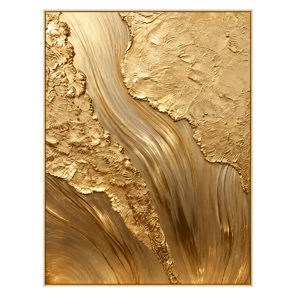 Gilded Flow artwork in a gold frame on a transparent background.