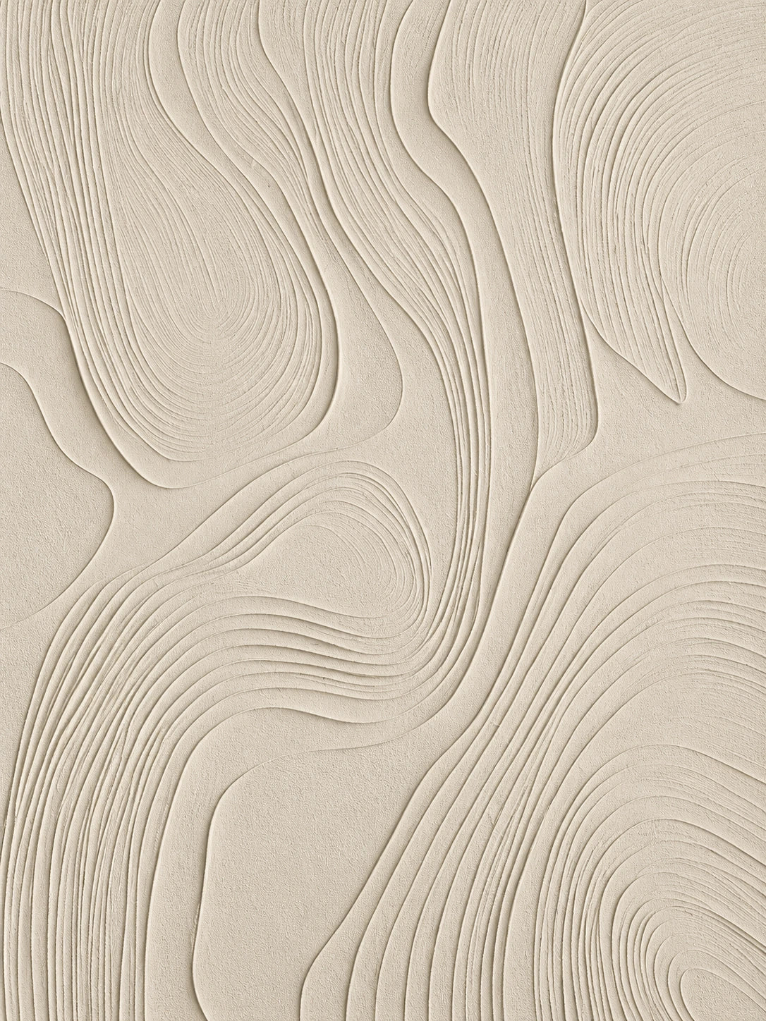 Ivory Contours full artwork. Fine parallel grooves curve across an ivory surface, forming a quiet pattern of flowing lines and rounded contours.