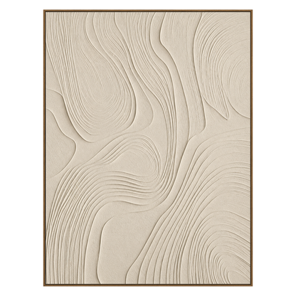 Ivory Contours artwork in a natural wood frame on a transparent background.