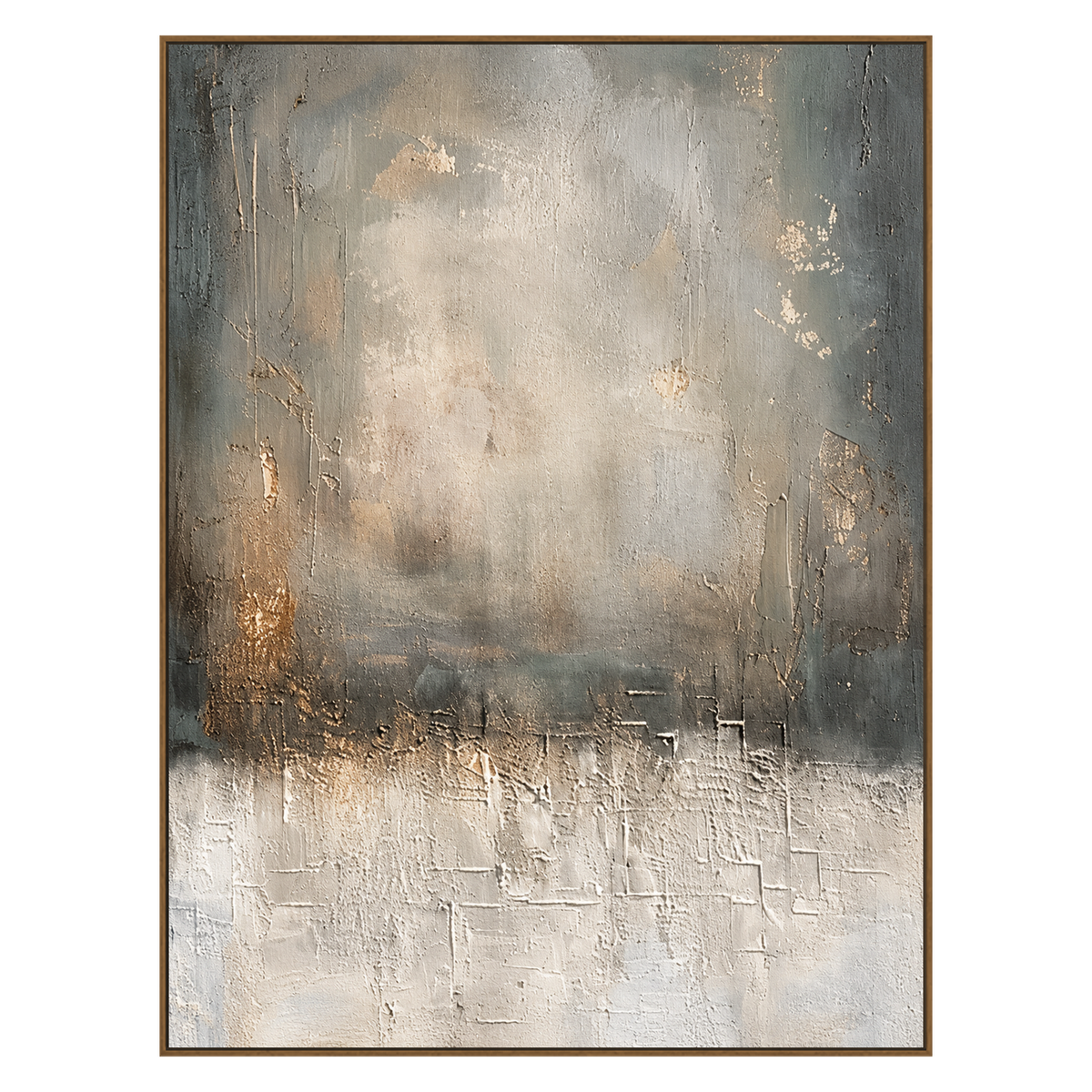 Silver Hush artwork in a natural wood frame on a transparent background.