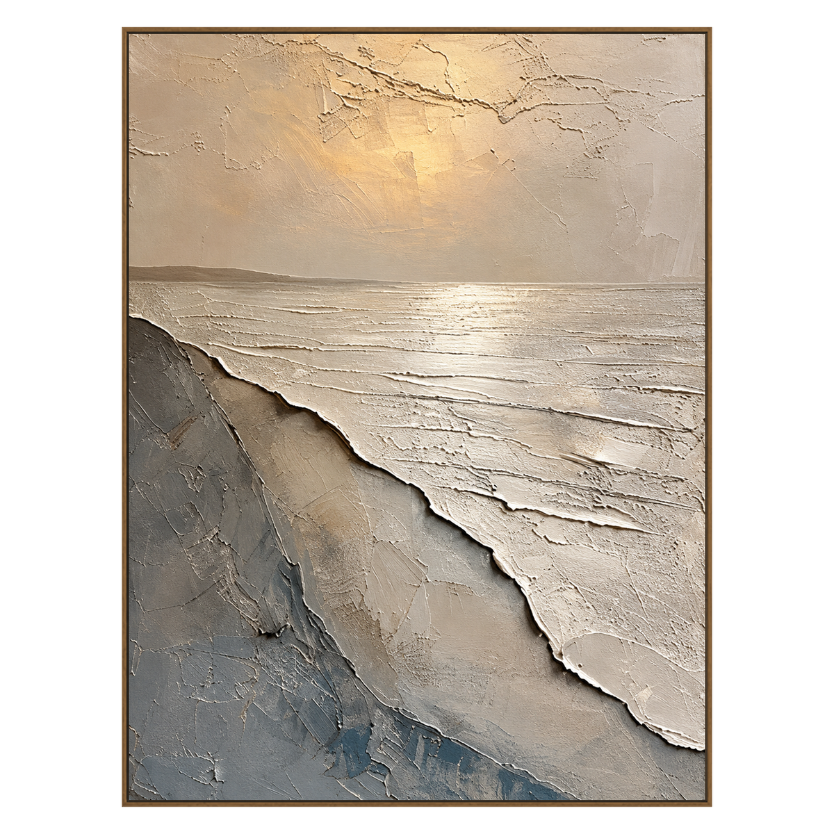 Pale Surf artwork in a natural wood frame on a transparent background.