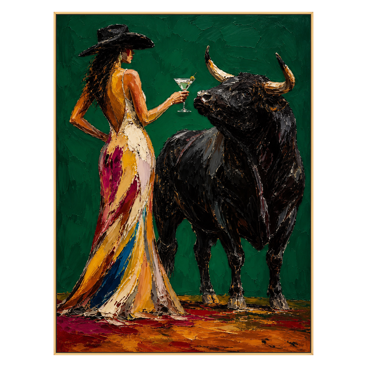 Emerald Encounter artwork in a gold frame on a transparent background.