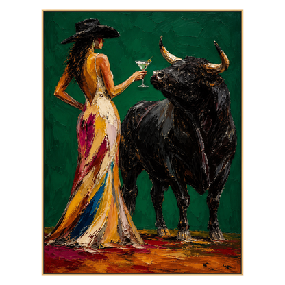 Emerald Encounter artwork in a gold frame on a transparent background.