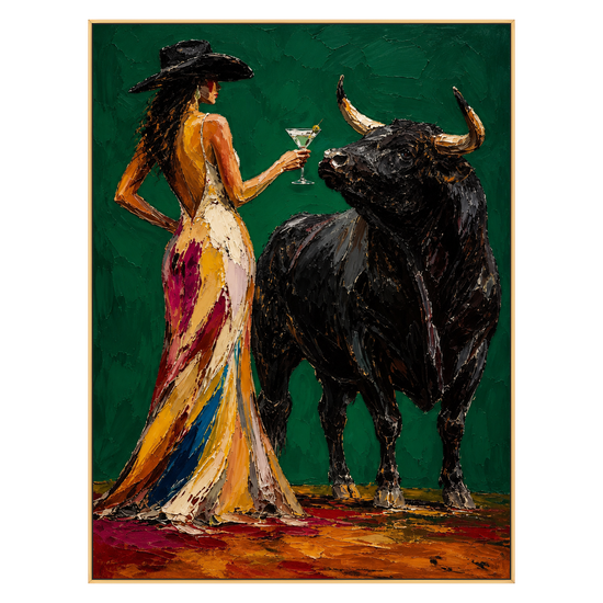 Emerald Encounter artwork in a gold frame on a transparent background.