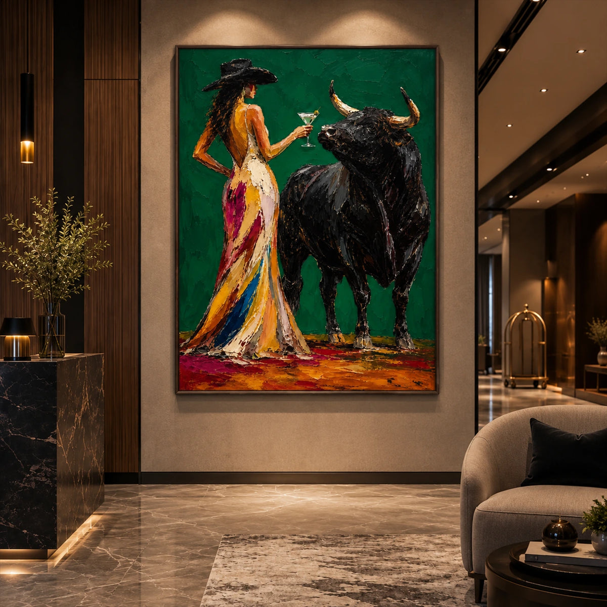 Emerald Encounter artwork displayed in an interior setting, view 2.