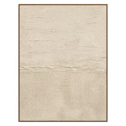 Linen Stillness artwork in a natural wood frame on a transparent background.