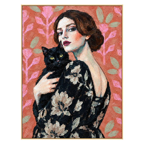 Velvet Familiar artwork in a gold frame on a transparent background.