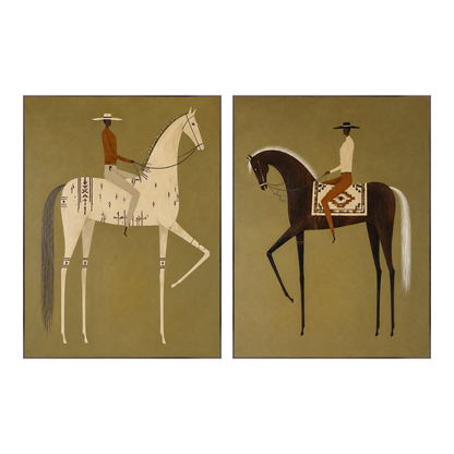 Olive Riders two-panel artwork set in matching slim frames on a transparent background.