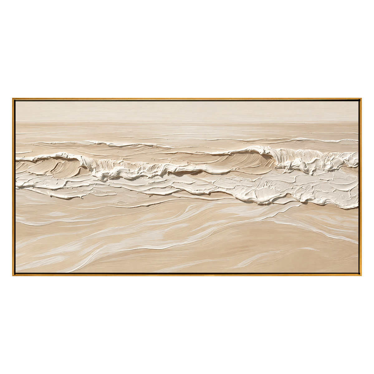 Ivory Shoreline artwork in a natural wood frame on a transparent background.