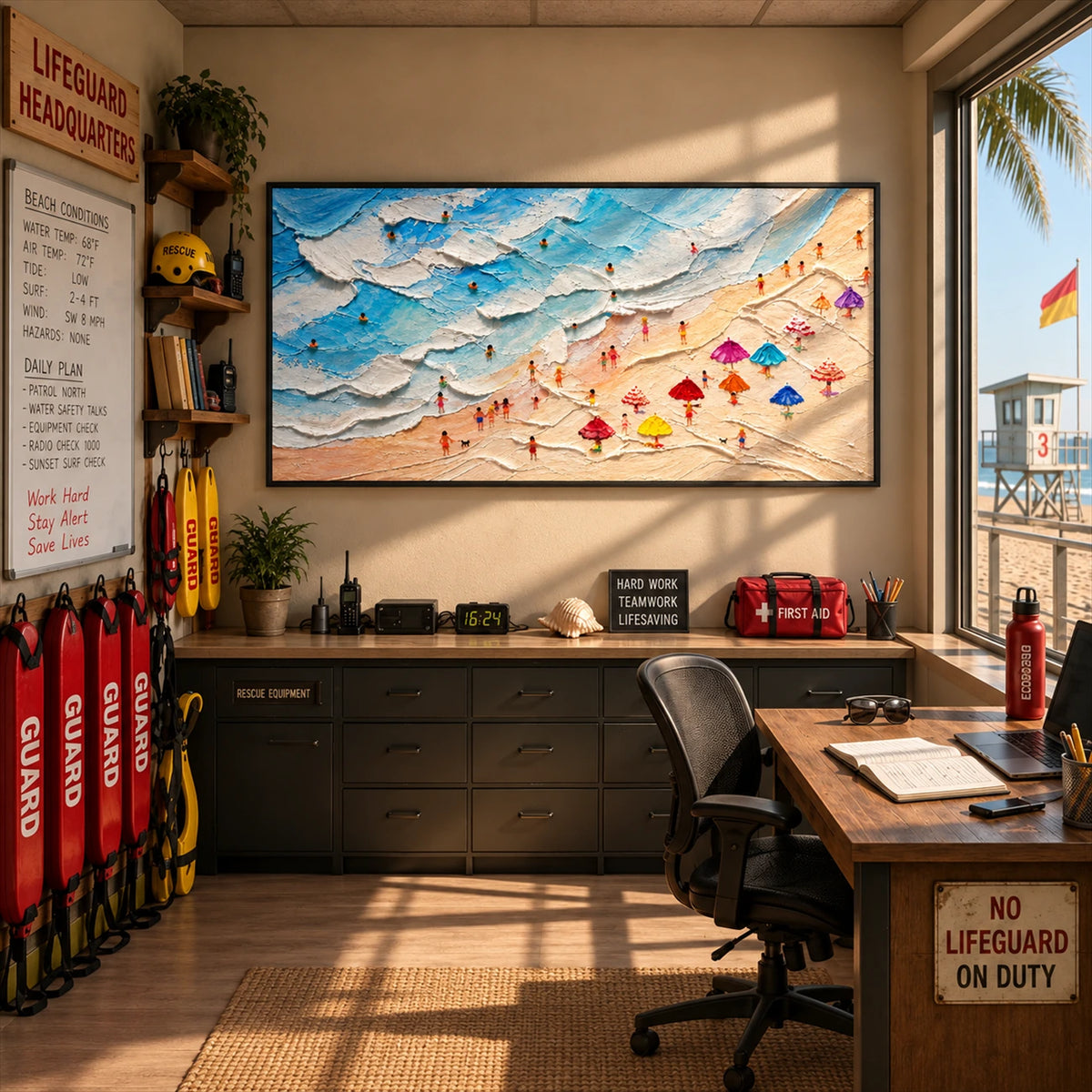 Beachside Revelry artwork displayed in an interior setting, view 1.