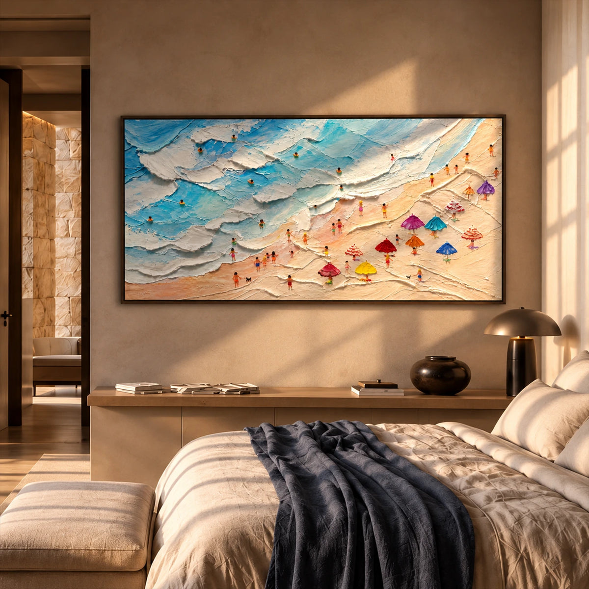 Beachside Revelry artwork displayed in an interior setting, view 2.
