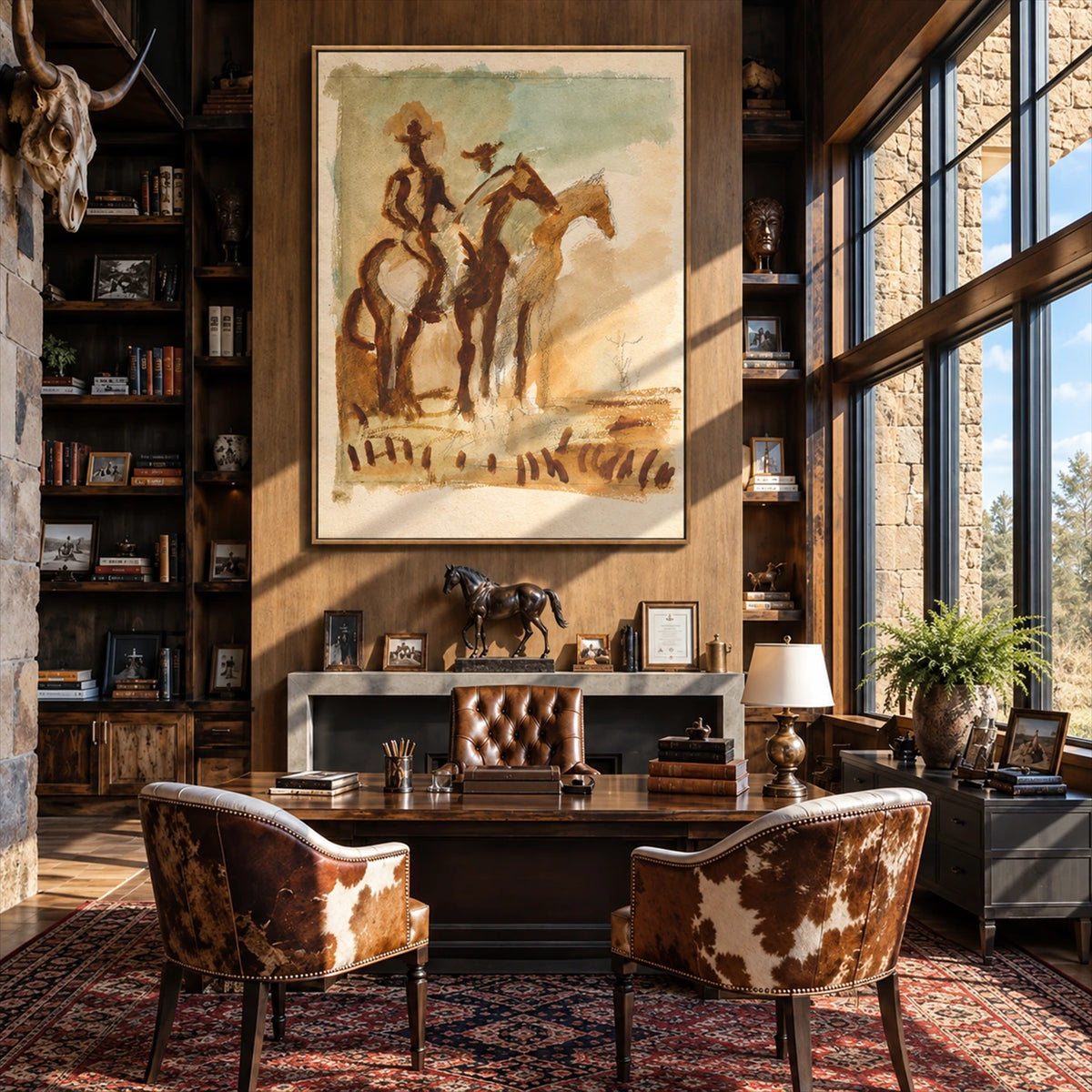 Saddle Sketch artwork displayed in an interior setting, view 3.