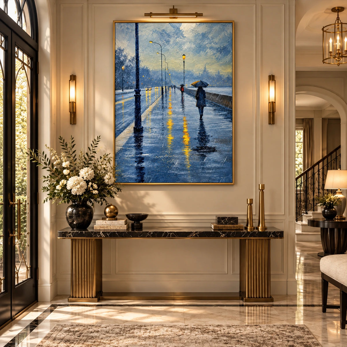 Rainlit Promenade artwork displayed in an interior setting, view 2.