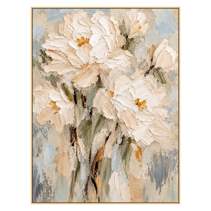 Ivory Petalglow artwork in a gold frame on a transparent background.