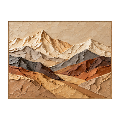 Alpine Terraces artwork in a natural wood frame on a transparent background.