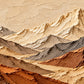Alpine Expanse full artwork. Layered cream peaks and rust-colored foothills stretch across a panoramic mountain landscape with sculpted surface ridges.