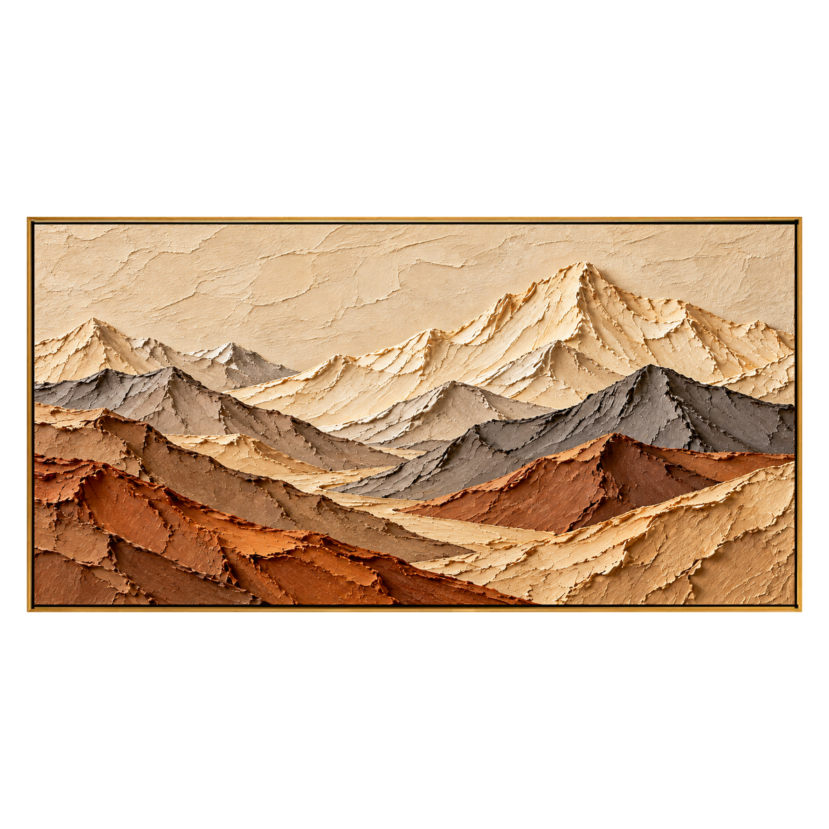 Alpine Expanse artwork in a natural wood frame on a transparent background.