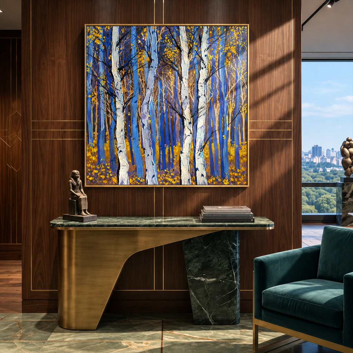 Cobalt Birches artwork displayed in an interior setting, view 5.