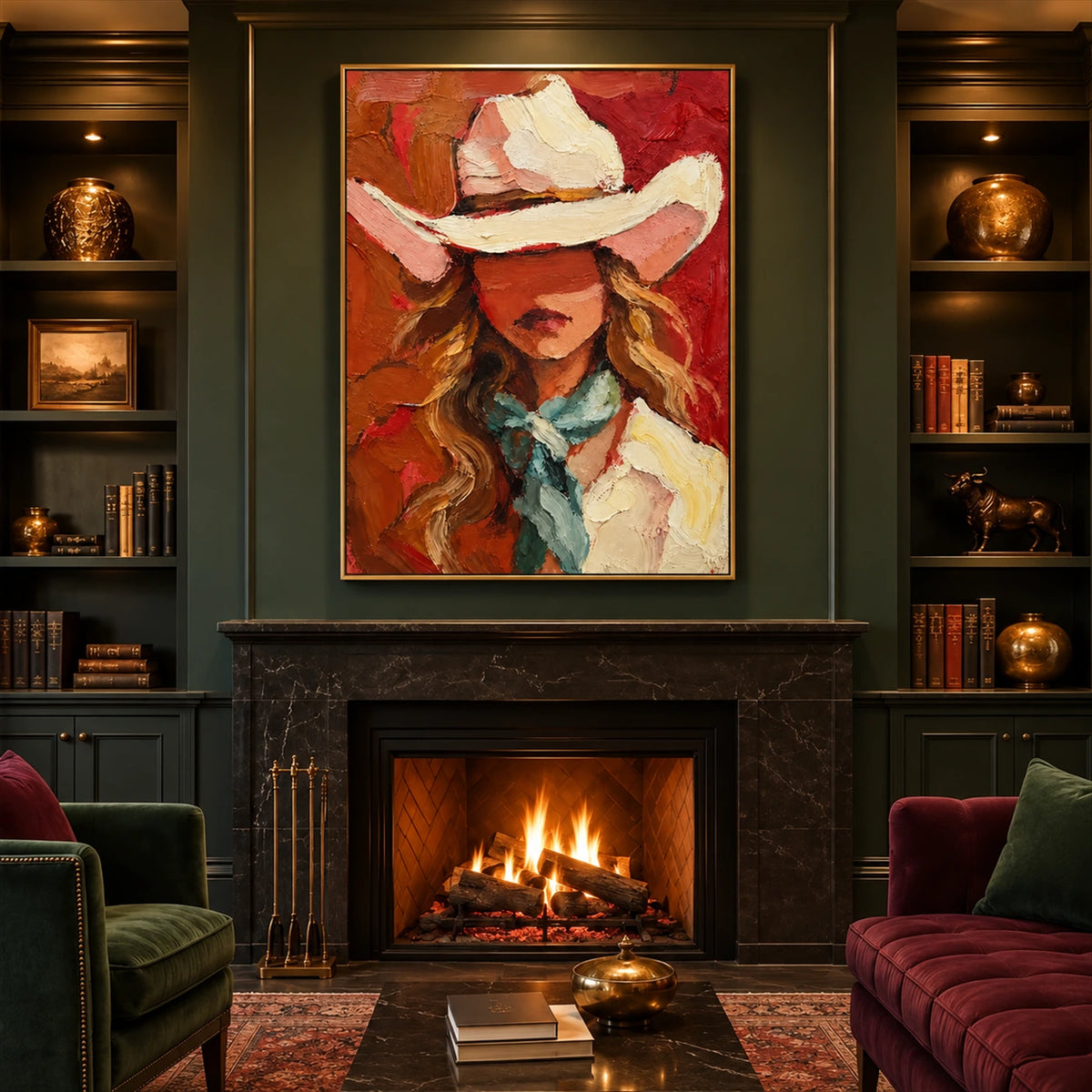 Coral Cowgirl artwork displayed in an interior setting, view 2.
