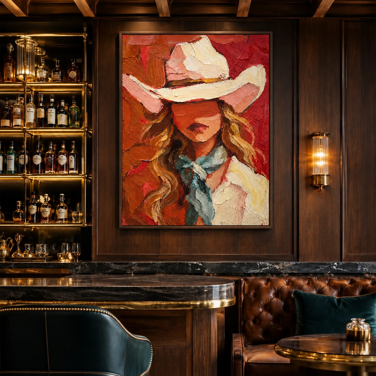 Coral Cowgirl artwork displayed in an interior setting, view 3.