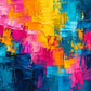 Chromatic Rhythm full artwork. Vivid pink, yellow, turquoise, and deep blue blocks overlap in a lively abstract arrangement of textured color.