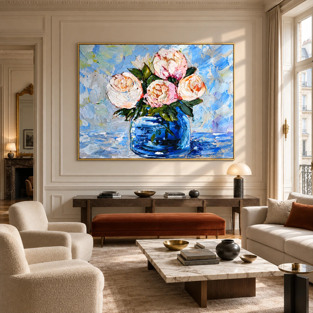 Cobalt Bouquet artwork displayed in an interior setting, view 1.