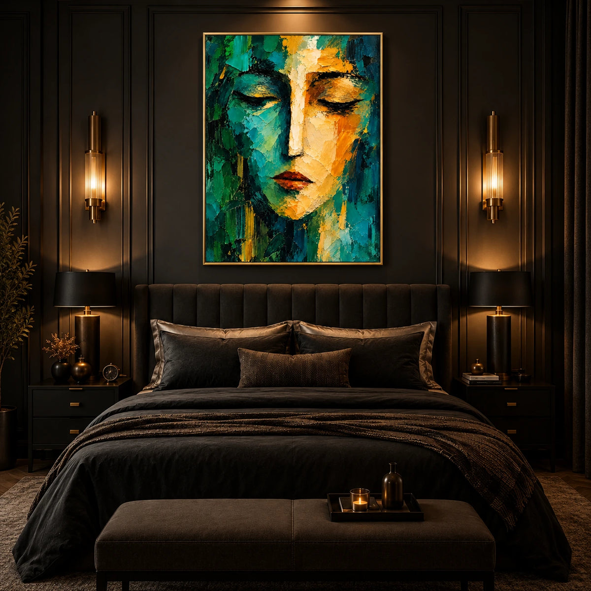Gilded Serenity artwork displayed in an interior setting, view 1.