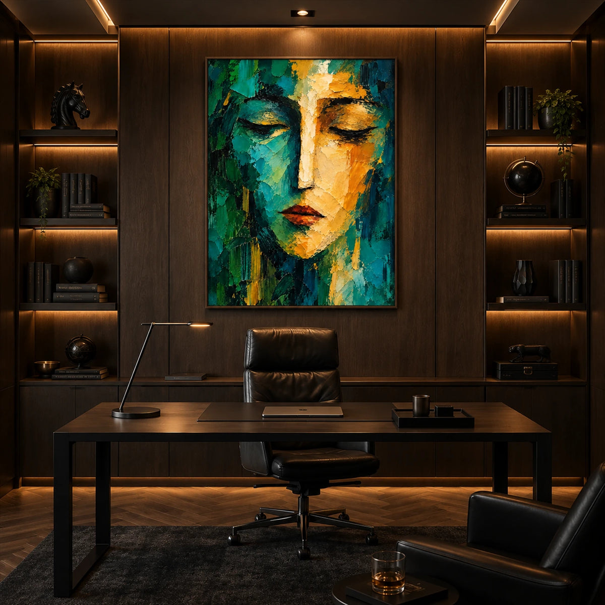 Gilded Serenity artwork displayed in an interior setting, view 5.