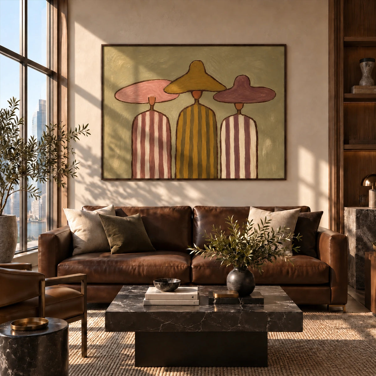 Sombrero Trio artwork displayed in an interior setting, view 1.