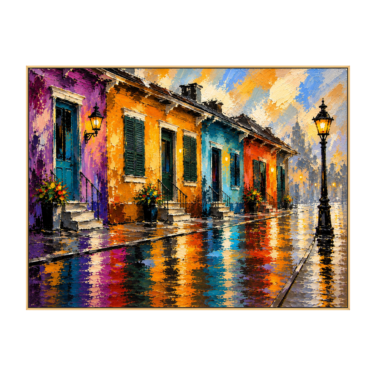 Rainwashed Colors artwork in a gold frame on a transparent background.