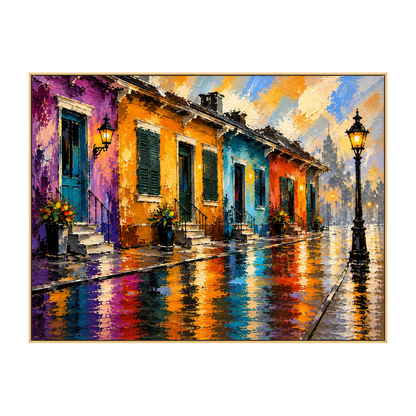 Rainwashed Colors artwork in a gold frame on a transparent background.