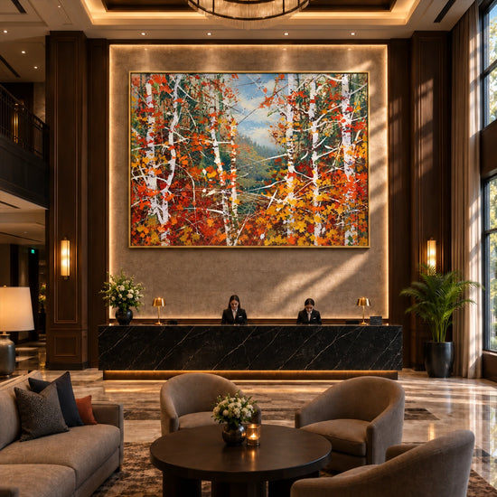 Autumn Birchlight artwork displayed in an interior setting, view 1.