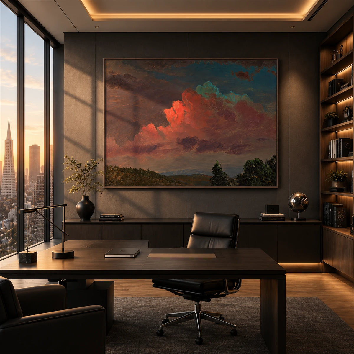 Crimson Cloudbank artwork displayed in an interior setting, view 3.