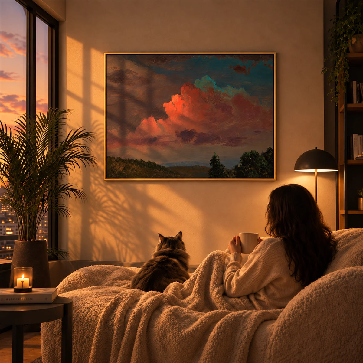 Crimson Cloudbank artwork displayed in an interior setting, view 5.