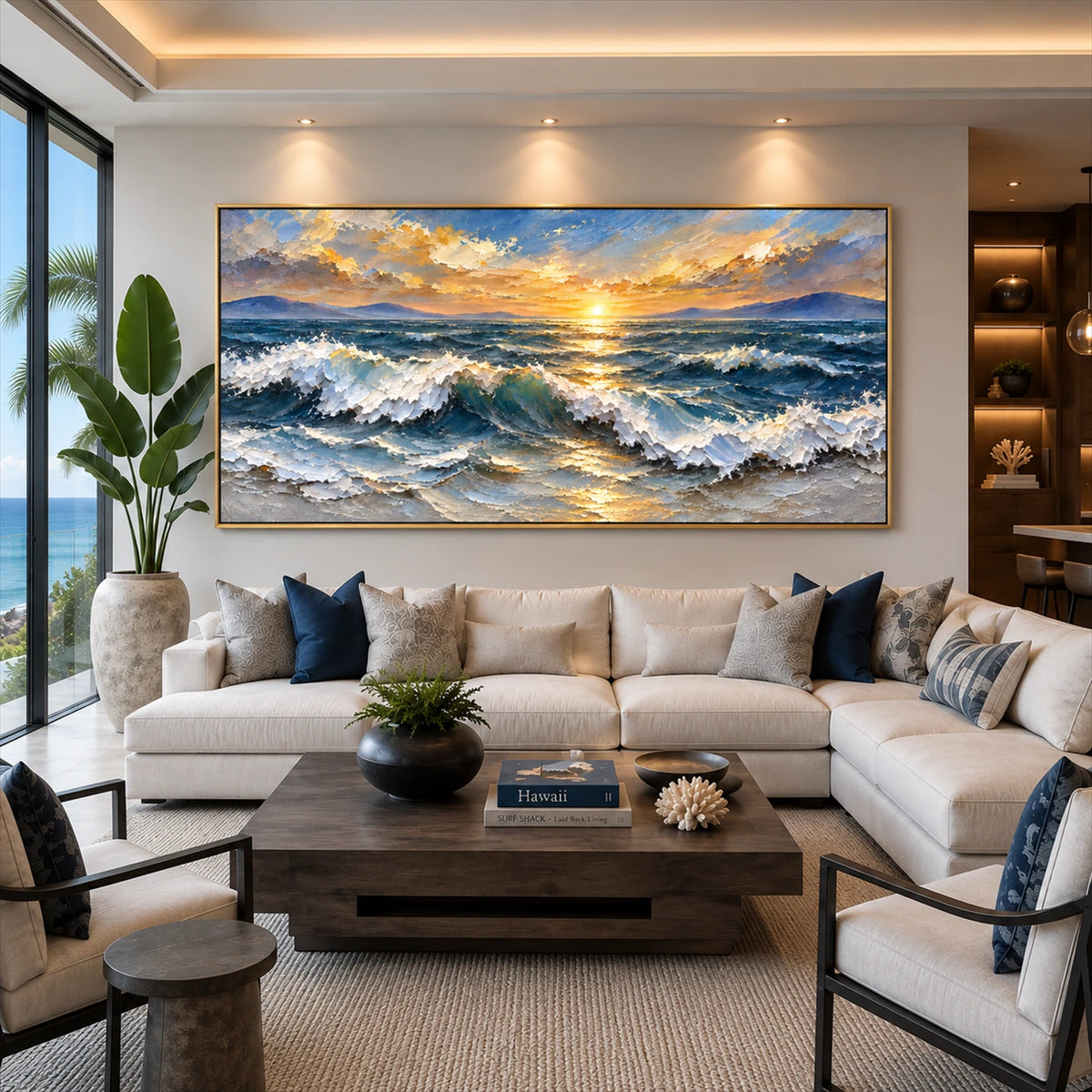 Sunbreak Surf artwork displayed in an interior setting, view 1.