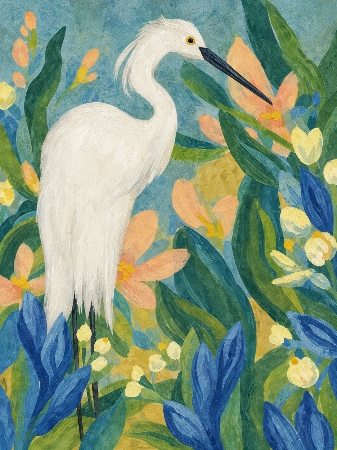 Heron Garden diptych, left panel artwork.