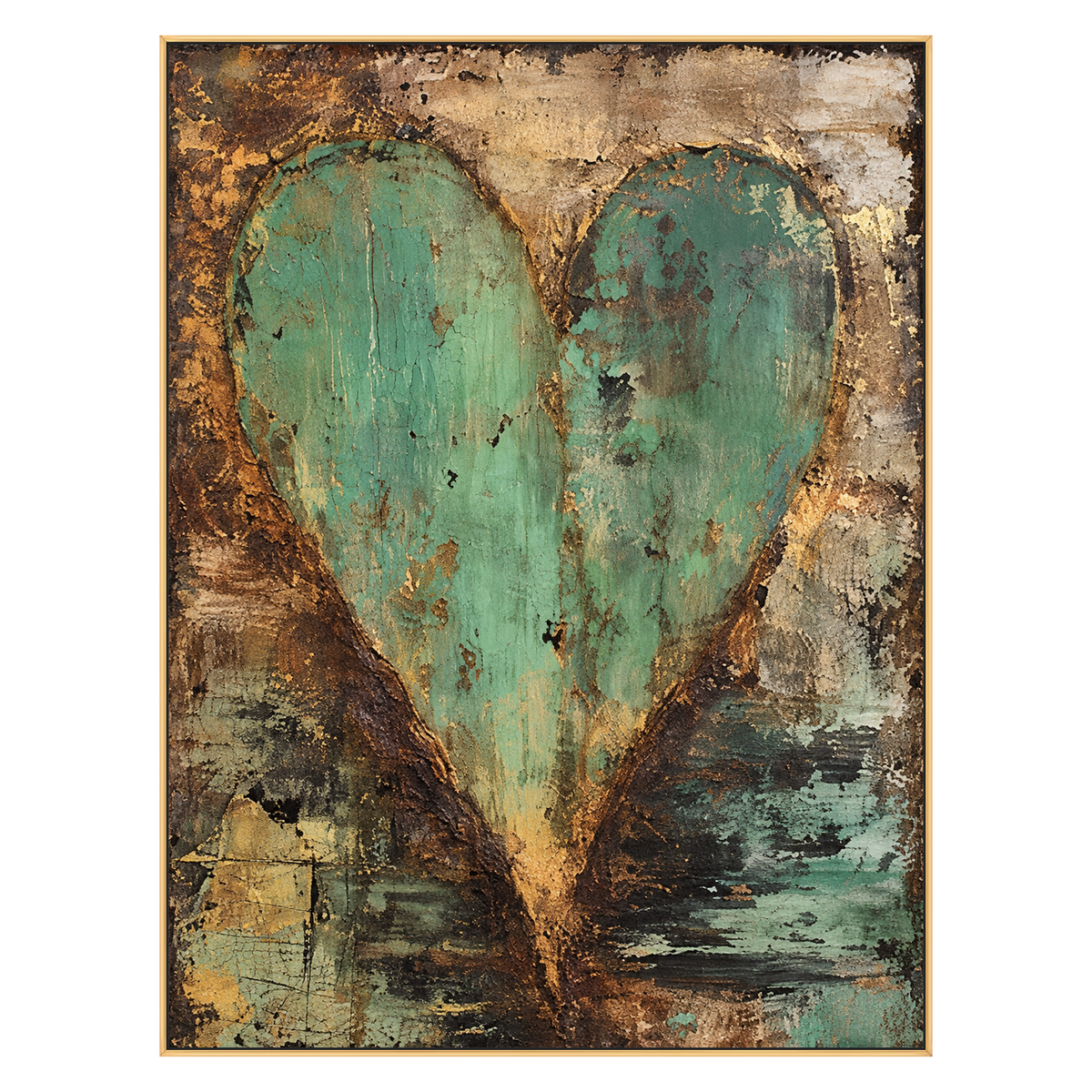 Patina Heart artwork in a gold frame on a transparent background.