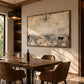 Distant Pasture artwork displayed beside a wooden dining table.