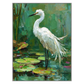 Lilywater Heron artwork in a silver frame on a transparent background.