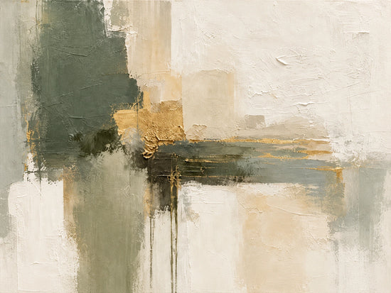 Olive Intersections full artwork. Layers of olive green, ivory, and warm gold intersect across a softly textured ground.